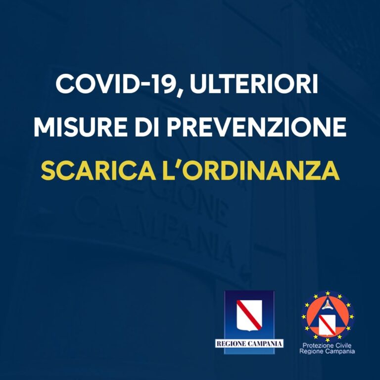 COVID-19, ULTERIORI MISURE DI PREVENZIONE E CONTRASTO ALL’EPIDEMIA: ORDINANZA n. 82
