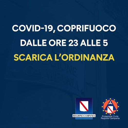 COVID-19, ORDINANZA n. 83 DEL 22 OTTOBRE STOP ATTIVITÀ DALLE 23 ALLE 5 DEL MATTINO